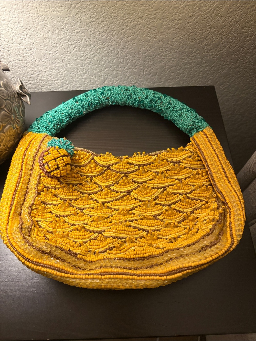 Hand-Beaded pineapple Bag